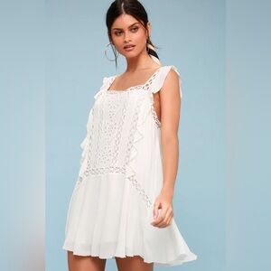 FREE PEOPLE FP ONE PRISCILLA MINI DRESS in Antique White / Ivory NWOT
